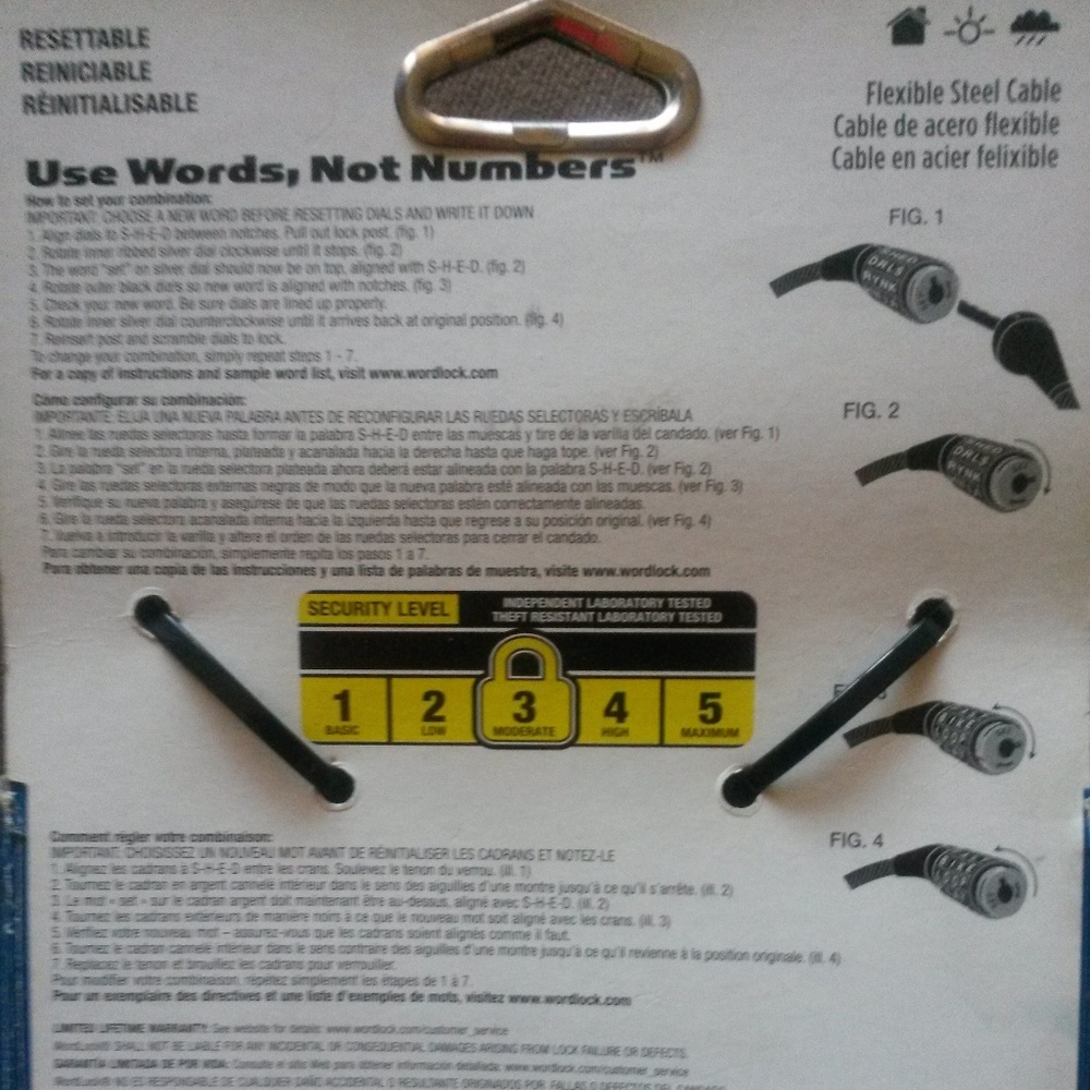 Wordlock Resettable Word Combination Security Lock - Picture 3 of 3